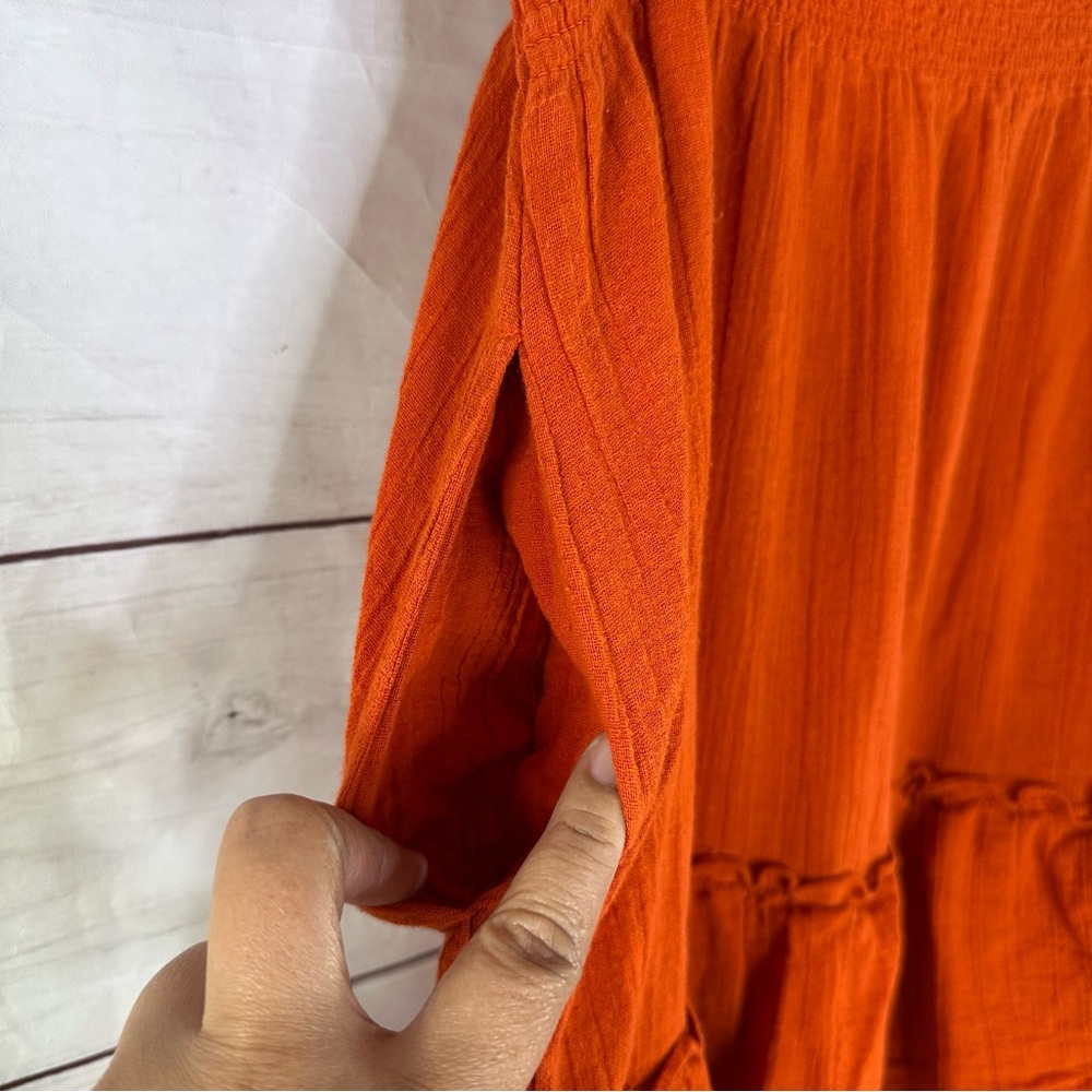 Free People Tiered Ruffle Midi Skirt - Burnt Orange Size L - Picture 5 of 7